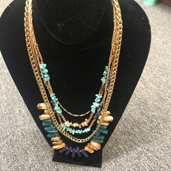 New Multi color 5 Stran stone nelcklace - Picture 2 of 3